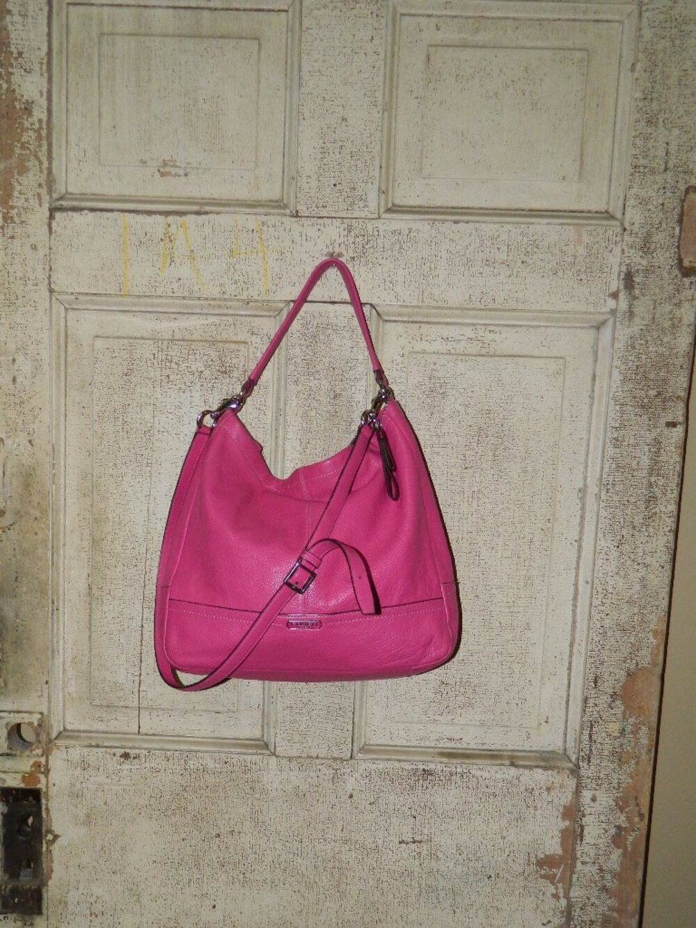 Coach Park Leather Hobo Purse Bright Magenta F23293